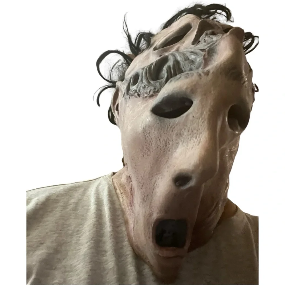 Scary Halloween double face  horror adult latex with hair